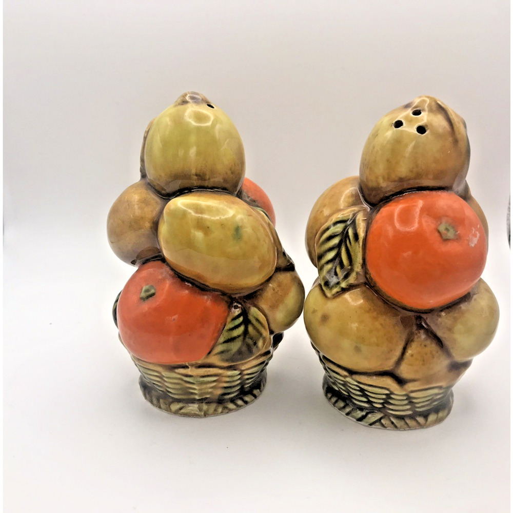 Vintage Salt & Pepper Set Basket of Fruit| Oranges and Lemons by Inarco Japan.